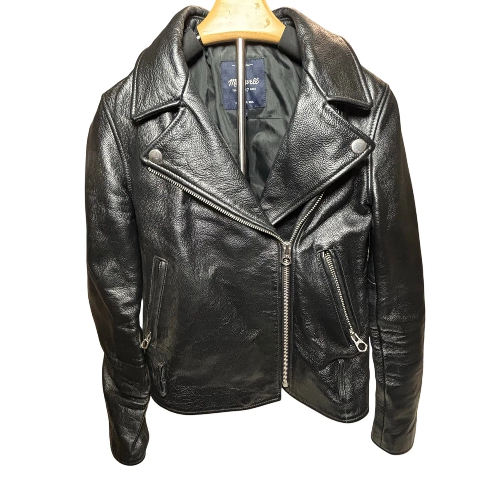 Madewell Genuine Leather MotorcycleJacket Womens small , black pebbled leather  - Image 1 of 4