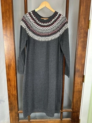 J Jill Sweater Dress Womens Size Large Fair Isle Nordic Knit Long Sleeve Gray - Image 1 of 4