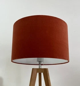 Lampshade Burnt Orange Velvet Drum Light Shade - Picture 1 of 21