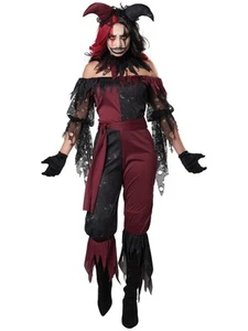 Psycho Jester Evil Harley Quinn Horror Clown Halloween Erwachsene Damen Kostüm - Bild 1 von 1