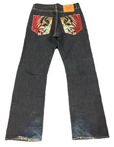 Lote de Jeans Ed Hardy Denim Y2K 2008 Para Hombres 33 X 34 Calavera Águila Bordada De Colección - Imagen 1 de 11