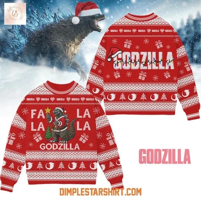 Godzilla Fa La La La Ugly Ugly Christmas Sweater, Xmas Gift Party Apparel Unisex - Image 1 of 4