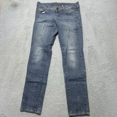 MNG by Mango Women’s Denim Jeans Acid Wash Distressed Size 12 Whiskers Faded - Image 1 of 4