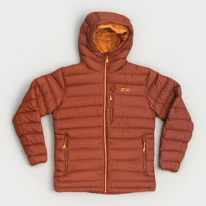 Stio Men's Hometown Down Hooded Jacket, Coyote Trail (Orange), Small, New - Picture 1 of 9