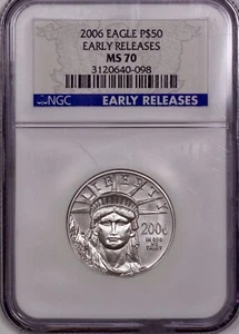 2006 $50 1/2 oz American Platinum Eagle NGC MS70 Early Releases - Picture 1 of 3
