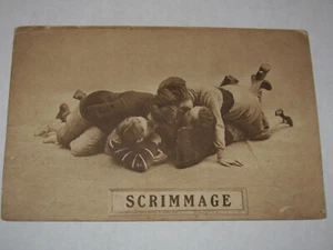 Antique Scrimmage Naughty Girl Football Players Kissing Postcard 1910 - Picture 1 of 2