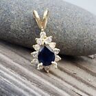 2Ct Pear Cut Lab-Created Blue Sapphire Woman's Pendant 14K Yellow Gold Plated