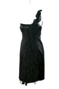 Vestido Karen Millen Negro Seda Volantes Ocasión Especial Cóctel Reino Unido 10. - Imagen 1 de 6