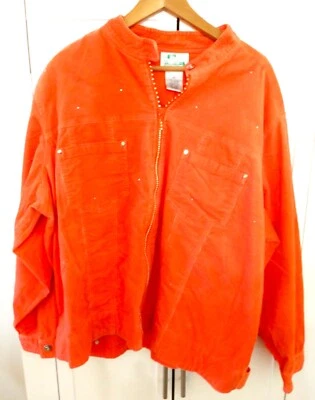 The Quacker Factory Orange Corduroy Cotton Jacket With Rhinestones Size 2X - Image 1 of 4