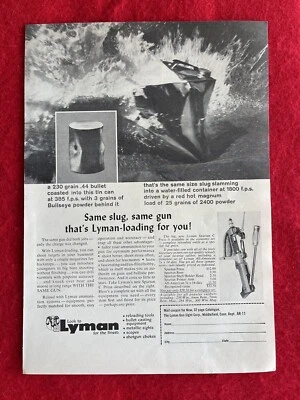 Anuncio impreso vintage 1963 Lyman equipo de recarga Spartan C anuncio de recarga Foto 1 de 4