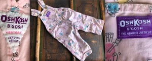 VTG OSH KOSH B'GOSH VESTBAK USA PINK COTTON BIB OVERALLS THUMBPRINT FIGURES 18M - Picture 1 of 12