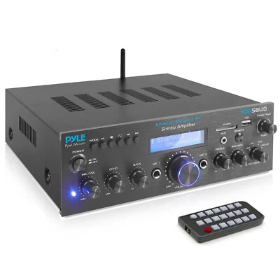 Pyle PDA5BU.0 Home Bluetooth Amplifier Receiver with FM Radio, MP3/USB/SD/AUX - Image 1 of 4