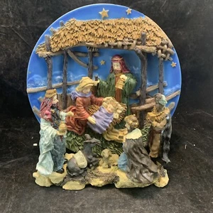 Vintage Handpainted 3D Christmas Nativity Display Plate By Silvestri - Picture 1 of 21