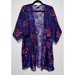 Vintage Kimono mit Blumenstickerei Größe Large Witchy Boho Whimsigoth Fee Grunge - Bild 1 von 4