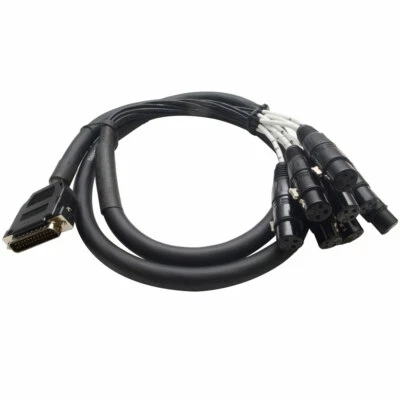 DB25 - 8 Channel XLR Female 3 Foot D-Sub Snake Cable Patch Bay Interface Modular - Image 1 of 3
