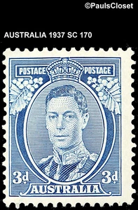 AUSTRALIA 1937 SC 170 KING GEORGE VI 3p ULTRAMARINE MNH VERY FINE - Picture 1 of 2