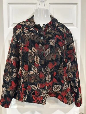 Chaqueta Reversible Analogía Talla Grande 2X Tapiz Bordado Floral Chaqueta Brocado Foto 1 de 4