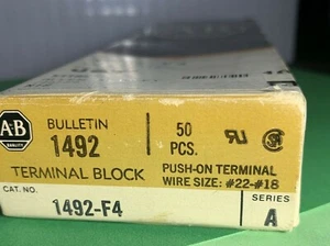 Box of 50 Pieces) Allen Bradley 1492-F4 Terminal Blocks Wire Size #22-#18 - Picture 1 of 6