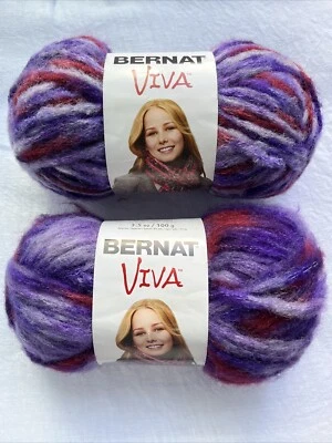 LOT of 2 BERNAT VIVA in VIOLET bulky brushed yarn 3.5oz 85yds - Image 1 of 4