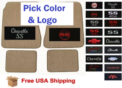 ACC For 1968-1972 Chevrolet Chevelle Floor Mat 4pc Loop Pick Carpet Color & Logo Foto 1 de 4