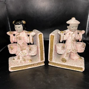 Vintage Lefton Ceramic Chinese Boy and Girl Holding Water Buckets Japan 5” Tall - Picture 1 of 11