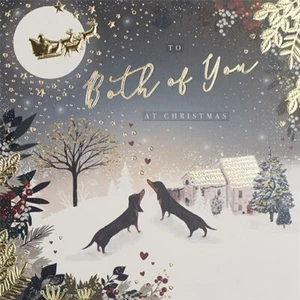 Tarjeta de Navidad Both of You Dachshund Dogs - Tarjeta de Navidad festiva adorable de lujo - Imagen 1 de 2