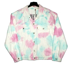 $118.00 LEVI'S OVERSIZED TRUCKER JACKET PRIDE 'USE YOUR VOICE' TIE DYE DENIM XL - Picture 1 of 10