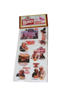 Vintage Wendys Puffy Aufkleber Wo ist das Rind? 1984 ungeöffnet - Bild 1 von 3