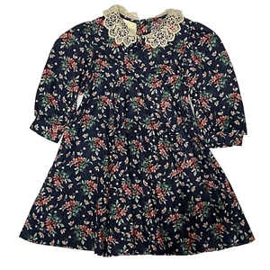 Laura Ashley Mother & Child Toddler Dress Size 2 Years Blue Floral Lace Collar - Picture 1 of 12