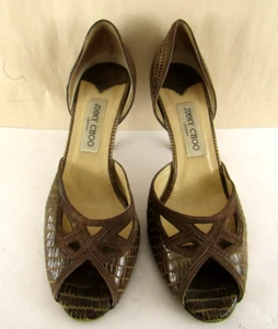 JIMMY CHOO Embossed Leather Cut Out Pump Heels Women's Shoes sz 38 8 - Picture 1 of 10