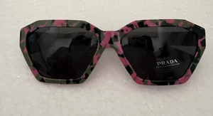 PRADA SPR03V 462-5S0 57mm Pink Camo Black Cat Eye Geometric Sunglasses Italy NEW - Picture 1 of 8