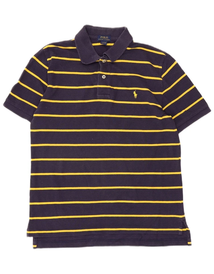POLO RALPH LAUREN Boys Polo Shirt 14-15 Years Large  Navy Blue Striped DU17 - Image 1 of 3
