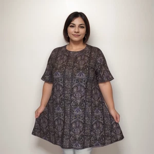 ROCKTHOSECURVES MUJER PÚRPURA PAISLEY MANGA CORTA SWING TOP - Imagen 1 de 2