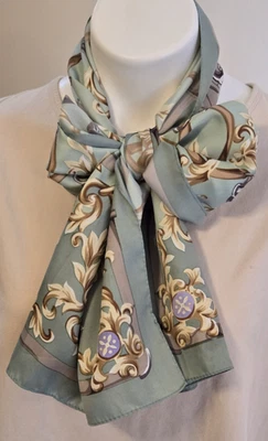 LANE BRYANT Floral Scarf Damask Belts Polyester Korea Green Brown Beige 13x58 - Image 1 of 4