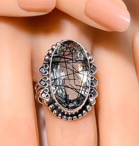 Anello gioiello fatto a mano in argento sterling 925 con pietre preziose al... - Foto 1 di 6