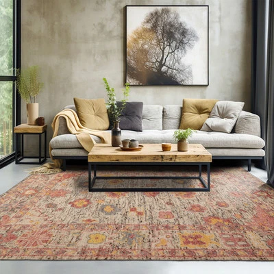 Alfombra de lana anudada a mano artesanías beige de transición talla múltiple LoomBloom Foto 1 de 4