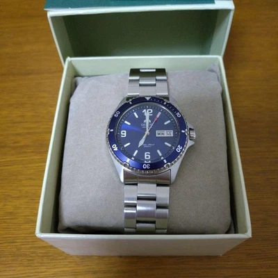 Orient Mako Automatic Watch Blue Stainless Steel Date Day Display Tested - Image 1 of 4