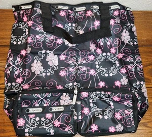 LeSportsac Travel Bag Pink Black Folds Down Packable   - Picture 1 of 13