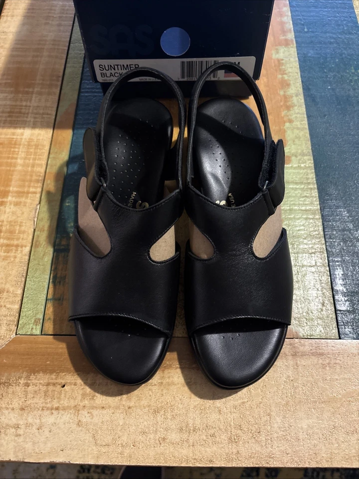 SAS Suntimer Womens Black Sandal Shoes Size 7 M, Medium New in Box - Image 1 of 4