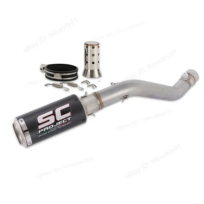 ZX6R 2024-2026 for Kawasaki Ninja ZX636 Slip On Exhaust Mid Pipe Carbon Muffler - Image 1 of 4