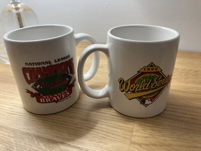 2 件亚特兰大勇士队 1996 年世界系列 NL Champs 咖啡马克杯 美国职棒大联盟 复古 10 盎司 — 第 1/2 张图片