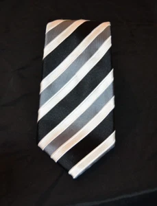 Corbata Donald Trump Signature Collection Corbata de Seda Negra Plata Blanca Rep Corbata a Rayas - Imagen 1 de 7
