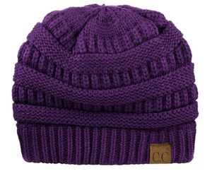 CC Beanie Women's FLEECE LINED Chunky Soft Stretch Cable Knit Warm Fuzzy Beanie - Picture 1 of 110
