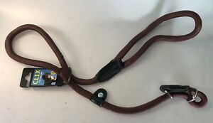 Click 3 in 1 Dog Lead Figure of 8 Slip Training Leash, Brown 12mm x 120cm Long