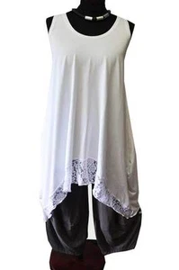 Layered Look A Jersey + Lace White 44,46, 48, L, XL, " XXL - Picture 1 of 3