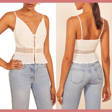 NWT $128 REFORMATION Penny Camisole Top in Ivory White [SZ 10 ] #K853