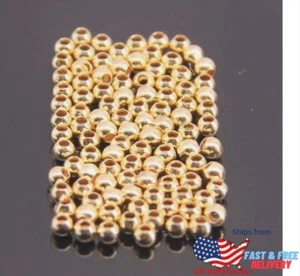 100Pcs 14K Gold Filled round Beads, 2Mm Spacer Beads for Jewelry Making, Golden, - Picture 1 of 6
