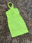 NEW WITH TAGS - PRETTY LITTLE THING GREEN CROSS NECK BODYCON DRESS - UK 6 