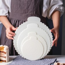 Tavole per torte in mousse rotonde riutilizzabili base torta in plastica vassoi da dessert con manico