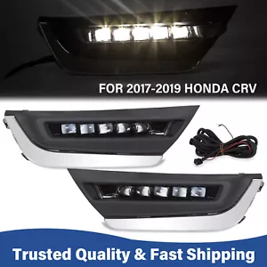 LED DRL Daytime Running Fog Lamp Lights w/Brackets For Honda CRV CR-V 2017-2019 - Picture 1 of 15